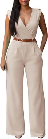 Pink Queen Women's Button Up Printed Long Wide Leg Pant Party Jumpsuits with Belt in Saudi Arabia