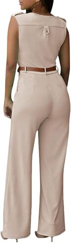 Pink Queen Women's Button Up Printed Long Wide Leg Pant Party Jumpsuits with Belt in Saudi Arabia