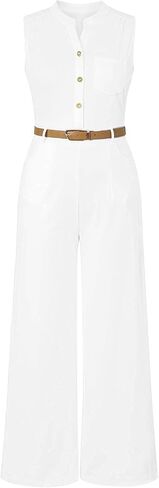 Pink Queen Women's Button Up Printed Long Wide Leg Pant Party Jumpsuits with Belt in Saudi Arabia