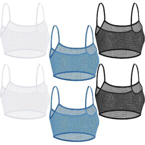 Toulite 6 Pcs Summer Women Mini Tanning Bikini Sheer Tank Tops See Through Stretch Crop Top Sleeveless Mesh Top for Tanning Pool Beach in Kuwait