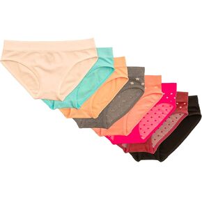 Alyce Intimates Seamless Girls Panties, Pack of 8 | Solids & Prints