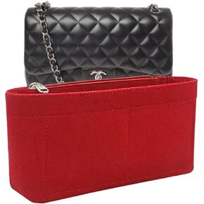 Purse Insert Organizer for small classic flap bag insert- Premium Handbag Felt Organizer No zipper2009Claret-S in Saudi Arabia