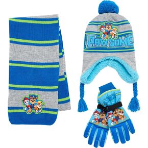 Nickelodeon Boys' Paw Patrol Winter Hat Set - 3 Piece Beanie, Gloves or Mittens, and Scarf (2-7) in Kuwait