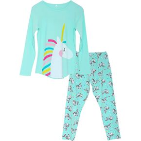 Girls Unicorn Pajamas - 100% Cotton Long Sleeve & Pants Toddler Kids Cute Jammies Set Size 2T-16