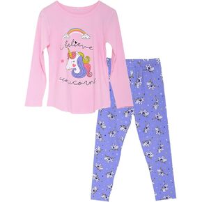 Girls Unicorn Pajamas - 100% Cotton Long Sleeve & Pants Toddler Kids Cute Jammies Set Size 2T-16