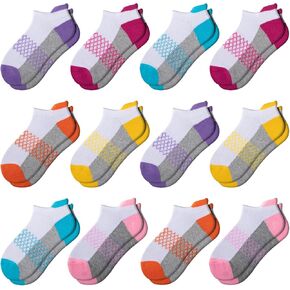 Comfoex 12 Pairs Girls Socks Ankle Athletic Socks 4-6 8-10 6-8 Years Old Socks Short Socks With Cushioned Sole in Saudi Arabia