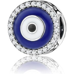 AIEGNOS Evil Eye Hamsa Charms for Bracelet Necklace 925 Sterling Silver Evil Eye Beads Fatima Hand Charms for European Snake Charm Bracelet for Women Mother Sister Birthday Gifts