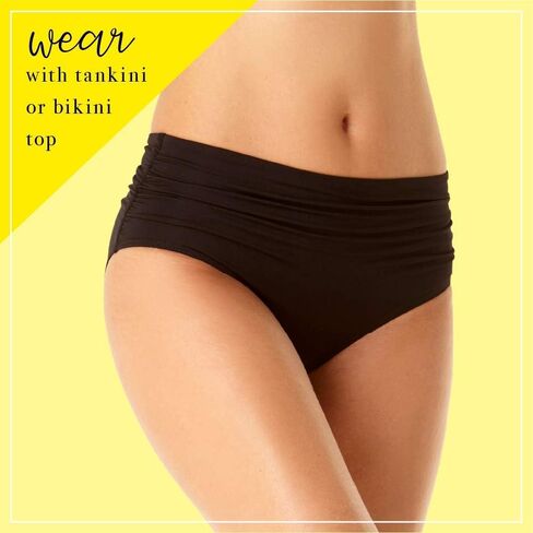 Anne Cole Women's High Waist to Fold Over Shirred Bikini Bottom Swimsuit in Kuwait