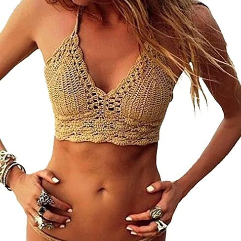 wonuu Women Summer Beach Crochet Top Bralette Knit Bra Bikini in Kuwait
