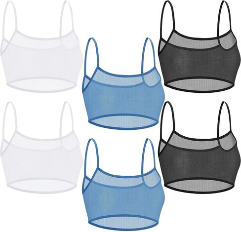 Toulite 6 Pcs Summer Women Mini Tanning Bikini Sheer Tank Tops See Through Stretch Crop Top Sleeveless Mesh Top for Tanning Pool Beach in Saudi Arabia