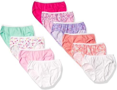 Hanes Girls' and Toddler Assorted Briefs, Hipster-Assorted-10 Pack, 4T in Saudi Arabia
