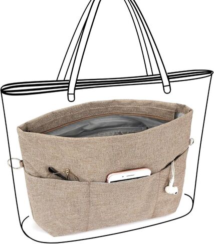 VANCORE Purse Bag Organizer Insert with 13 Pockets, Handbag and Tote Bag Inside Shaper with Zipper in Kuwait