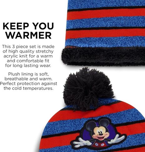 Mickey Mouse Boys Toddler Winter Hat, Scarf & Mittens Set For Ages 2-4 Or Hat, Scarves & Kids Gloves Sets For Ages 4-7 in Saudi Arabia