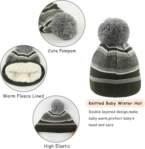 Winter Kids Hat Scarf Glove Set Knit Fleece Lined Beanie Neck Warmer Mittens for Toddler Boys Girls 3-8 Years in Saudi Arabia