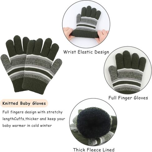 Winter Kids Hat Scarf Glove Set Knit Fleece Lined Beanie Neck Warmer Mittens for Toddler Boys Girls 3-8 Years in Saudi Arabia