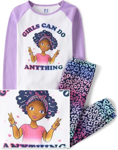 The Children's Place Girls' Kids-PJ Long Sleeve Top and Pants Snug Fit 100% Cotton 2 Piece Pajama Set in Saudi Arabia