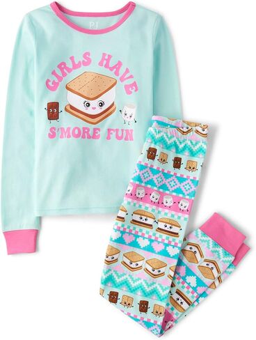 The Children's Place Girls' Kids-PJ Long Sleeve Top and Pants Snug Fit 100% Cotton 2 Piece Pajama Set in Saudi Arabia