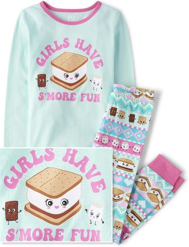 The Children's Place Girls' Kids-PJ Long Sleeve Top and Pants Snug Fit 100% Cotton 2 Piece Pajama Set in Saudi Arabia