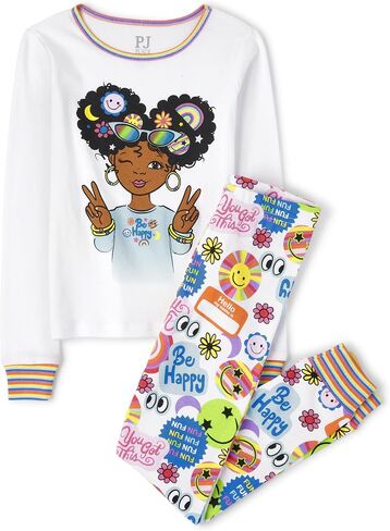 The Children's Place Girls' Kids-PJ Long Sleeve Top and Pants Snug Fit 100% Cotton 2 Piece Pajama Set in Saudi Arabia