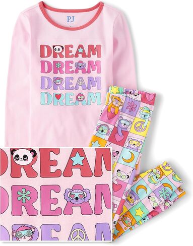 The Children's Place Girls' Kids-PJ Long Sleeve Top and Pants Snug Fit 100% Cotton 2 Piece Pajama Set in Saudi Arabia
