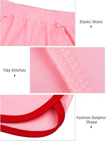 Poroka 4 قطع من شورتات الجري للفتيات، شورت رياضي دولفين، شورت رياضي سريع الجفاف مع جيوب in Kuwait