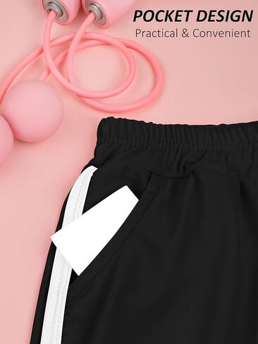 Poroka 4 قطع من شورتات الجري للفتيات، شورت رياضي دولفين، شورت رياضي سريع الجفاف مع جيوب in Kuwait