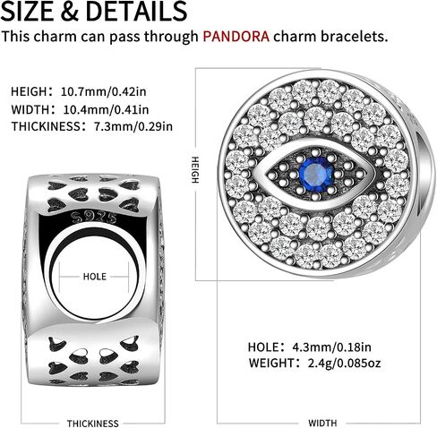 AIEGNOS Evil Eye Hamsa Charms for Bracelet Necklace 925 Sterling Silver Evil Eye Beads Fatima Hand Charms for European Snake Charm Bracelet for Women Mother Sister Birthday Gifts in Kuwait
