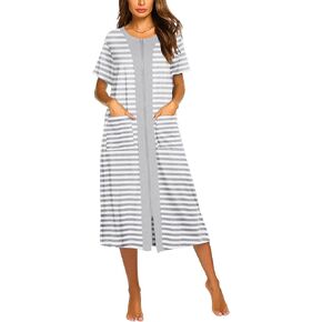 Ekouaer Women's Zipper Front Long Housedress