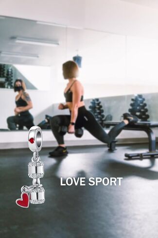 LuxglitterLin Dumbbell Barbell Gym Fitness Charm Pink Cubic Zirconia Bead for European Bracelet in Saudi Arabia