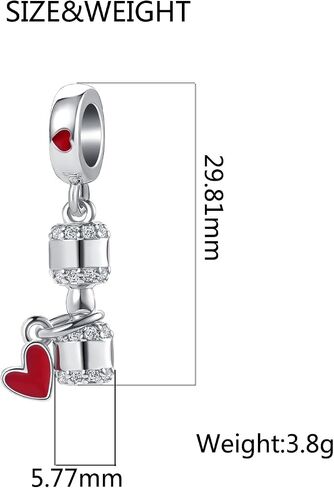LuxglitterLin Dumbbell Barbell Gym Fitness Charm Pink Cubic Zirconia Bead for European Bracelet in Saudi Arabia