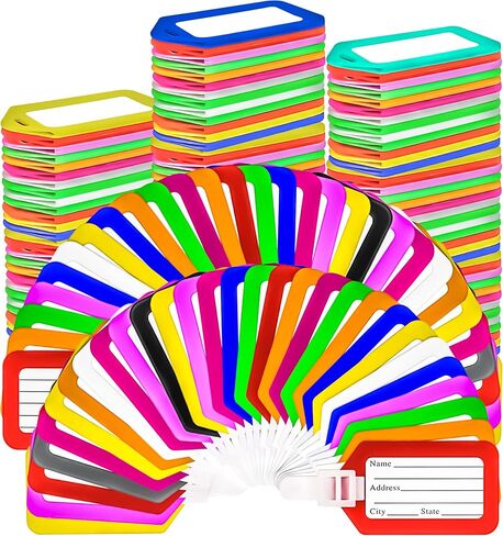 MotBach 40 pcs Luggage Tags, Multicolor Suitcase ID Labels Bag Name Tag Travel Baggage Identifiers Suitcase ID Tags,10 Colors in Saudi Arabia