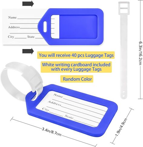 MotBach 40 pcs Luggage Tags, Multicolor Suitcase ID Labels Bag Name Tag Travel Baggage Identifiers Suitcase ID Tags,10 Colors in Saudi Arabia