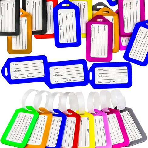 MotBach 40 pcs Luggage Tags, Multicolor Suitcase ID Labels Bag Name Tag Travel Baggage Identifiers Suitcase ID Tags,10 Colors in Saudi Arabia