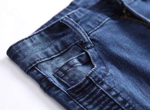 Boy's Stylish Moto Biker Skinny Ripped Wrinkled Stretch Fit Denim Jeans in Saudi Arabia