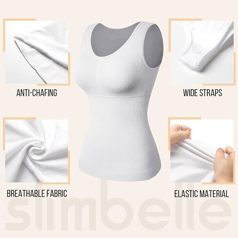 قمصان علوية نسائية من SLIMBELLE مع حمالة صدر مدمجة وقمصان داخلية للتحكم في البطن وملابس داخلية ضيقة ومشكلات علوية مضغوطة in Kuwait