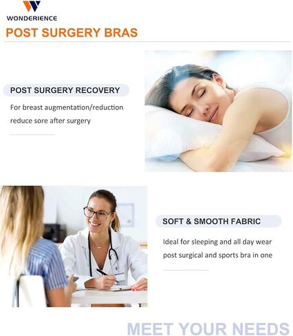 Wonderience Post-Surgical Bra Wide Adjustable Straps with Front Closure Wirefree in Saudi Arabia
