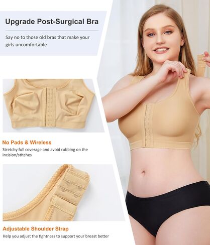 Wonderience Post-Surgical Bra Wide Adjustable Straps with Front Closure Wirefree in Saudi Arabia