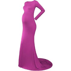 Maternity Elegant Fitted Photography Gown Long Sleeve Slim Fit Maxi Photography Floor Baby Shower Grace Dress Photo Shoot in Kuwait