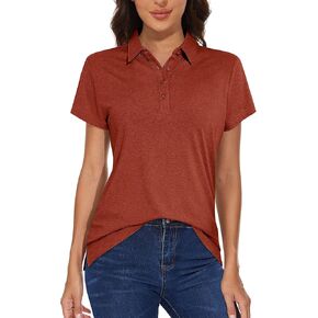 MAGCOMSEN Women's Golf Polo T-Shirts Short Sleeve UPF 50+ Quick Dry Polo Collared Shirts Lightweight Athletic Sports Shirt