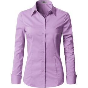 EZEN Womens Slim Fit Long Sleeve Stretchy Button Down Collar Shirt Blouse in Saudi Arabia