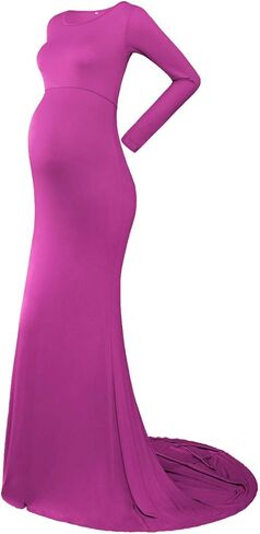 Maternity Elegant Fitted Photography Gown Long Sleeve Slim Fit Maxi Photography Floor Baby Shower Grace Dress Photo Shoot in Kuwait