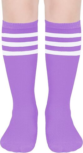 DOOVID Kids Soccer Socks Three Stripes Knee High Socks Cotton Sports Socks Toddler Boys Girls Uniform Tube Socks in Saudi Arabia