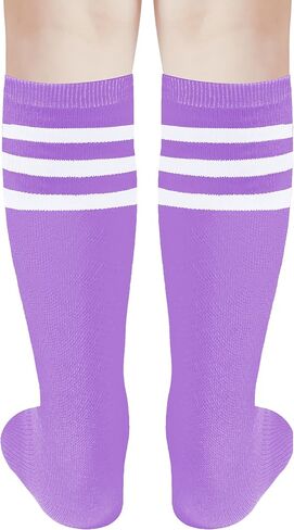 DOOVID Kids Soccer Socks Three Stripes Knee High Socks Cotton Sports Socks Toddler Boys Girls Uniform Tube Socks in Saudi Arabia