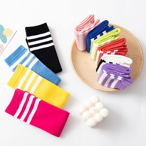 DOOVID Kids Soccer Socks Three Stripes Knee High Socks Cotton Sports Socks Toddler Boys Girls Uniform Tube Socks in Saudi Arabia