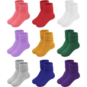 JOCMIC Girls Slouch Socks Toddler Long Crew Socks Kids Knee High Socks 1-12 Year