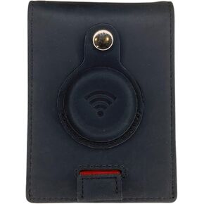 Genuine Leather Airtag Wallet | Credit Card Bifold Wallet for Apple Air Tag GPS | Minimalist RFID Blocking Slim Wallet | Multifunctional with Money Clip - Gift Box…