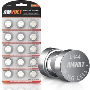AmVolt- Pack of 24 LR44 Batteries AG13 SR44 357 303 Premium Alkaline Non Rechargeable Button Battery, 1.5 Volt Small Batteries for Watches Clocks & Electronic Devices in Saudi Arabia