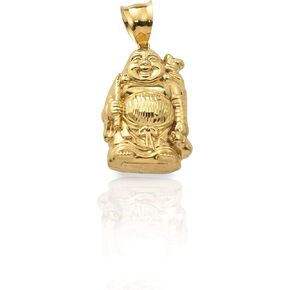 قلادة LoveBling من الذهب الأصفر عيار 10 قيراط على شكل بوذا السعيد بقطع الماس (1.77 بوصة × 0.95 بوصة) in Kuwait