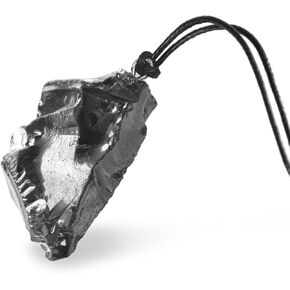 Karelian Heritage Elite Shungite Pendant | Minimalistic Black Crystal Jewelry | Defender Shield Protection Necklace Raw Stone | Chakra Healing Crystal Necklace, Reiki Meditation, Grounding in Saudi Arabia
