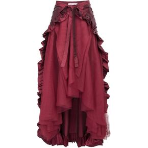 Belle Poque Women's Steampunk Gothic Wrap Skirt Victorian Ruffles Pirate Skirt